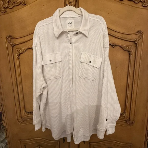 Textured Aerie White Long Sleeve Shirt - Picture 7 of 8